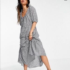 Mango Maxi gingham smock dress